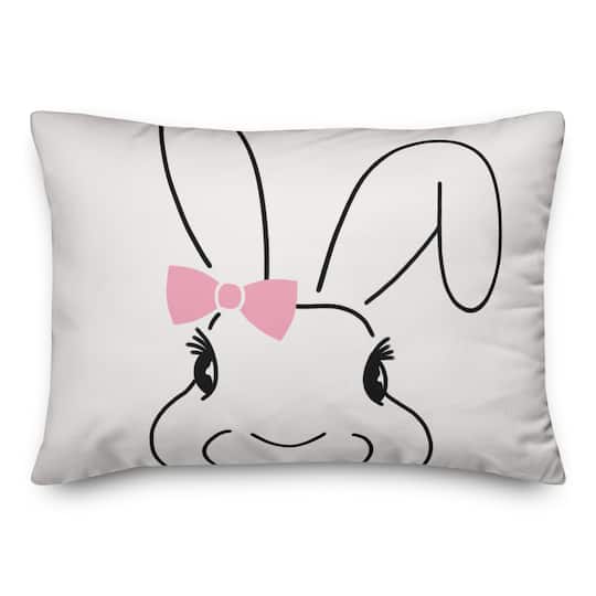 Cute Bunny with Bow Throw Pillow